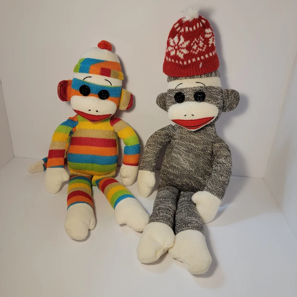TY Beanie Buddies Collection 2 Sock Monkeys Both Year 2011 - Picture 1 of 12